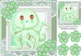 Cute octopus with flowers and diamonds 8x8 (green)