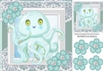 Cute octopus with flowers and diamonds 8x8 (turq)