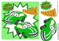 Toony smile lime green car 8x8