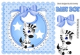 Baby Boys Blue Bib with cute zebra and bow with stars