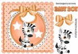 Baby Boys Peach Bib with cute zebra and bow with stars