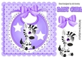 Baby Girls Purple Bib with cute zebra and bow with stars