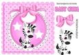 Baby Girls Pink Bib with cute zebra and bow with stars