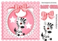 Baby Girls Bib with cute zebra and bow with white stars