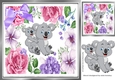 Mum and cute baby koala bear in floral frame 8x8