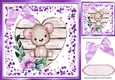 little water colour koala Bear on a wooden heart with bow 8x8