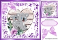 koala Bear with baby on a wooden heart with bow 8x8