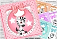  4 Bibs with cute zebras baby boys & girls card fronts mini kit (set 1)