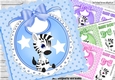 4 Bibs with cute zebras baby boys & girls card fronts mini kit (set 2)