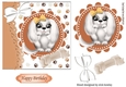 cute white puppy with a bone topper/card front 7x7
