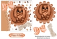 cute brown puppy with a bone topper/card front 7x7