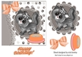 cute grey kitten with a dish topper/card front 7x7