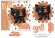 cute black kitten with a dish topper/card front 7x7