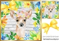Water colour Deer in floral frame with yellow bow 8x8