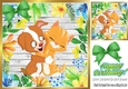 Cuddle friends kitty and puppy in floral frame with green bow 8x8