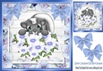 Cute Skunk with flowers and blue polkadot bows 8x8