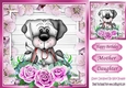 Take me walkies! cute dog with pink roses 8x8