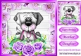 Take me walkies! cute dog with lilac roses 8x8