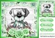 Take me walkies! cute dog with green roses 8x8