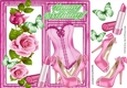 Pretty border of pink roses in window with ladies Accessories