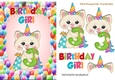 Cute kittys birthday aged (three) A5