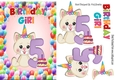 Cute kittys birthday aged (five) A5