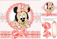 Cute baby minnie mouse with peach frills & bows 8x8