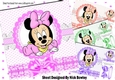 4 Cute baby minnie mouse card fronts with frills & bows 8x8 mini kit