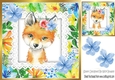 Pretty water colour fox with tropical flowers 8x8