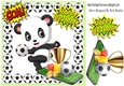 panda bear footie player with gold cup 8x8