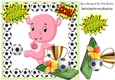 pink hippo footie player with gold cup 8x8
