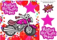 Lovely pink toony motorbike in balloon frame 8x8