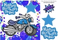Lovely blue toony motorbike in balloon frame 8x8