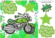Lovely green toony motorbike in balloon frame 8x8
