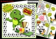 4 Different Animal footie players with gold cup, card front 8x8 mini kit