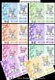 8 Cute little coloured mice with balloons and bows card fronts 7x7 bumper kit