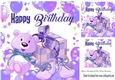 Teddy baby shoes in purple balloon frame 8x8