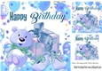 Teddy baby shoes in blue balloon frame 8x8