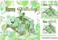 Teddy baby shoes in green balloon frame 8x8