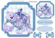 Cute teddy with shoes and present with blue bows 7x7 card front