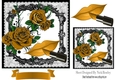 Gold Roses and Lipstick in black lace frame 7x7