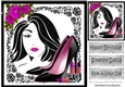 Trendy Girl with fashion and pink/black roses, 8x8 (two)