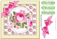 Pink peonies with buds and flowers card front 8x8