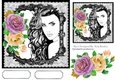 Beauty with lilac/cream roses in black lace 7x7 frame