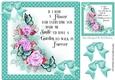 Beautiful spring flowers with butterflies and turq bows 8x8