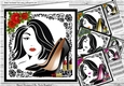 4 trendy girls card fronts with roses, shoes, & lippy black rose frame 8x8 mini kit