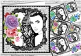 4 beautiful girls card fronts with roses in black lace frame 7x7 mini kit