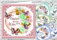  4 Pretty roses with verse in ornate frame with butterflies 8x8