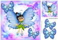 Cute faerie with cheeky blue butterflies in pretty purple 8x8 frame