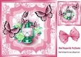 Pretty lamp with flowers/roses and pink butterflies 8x8